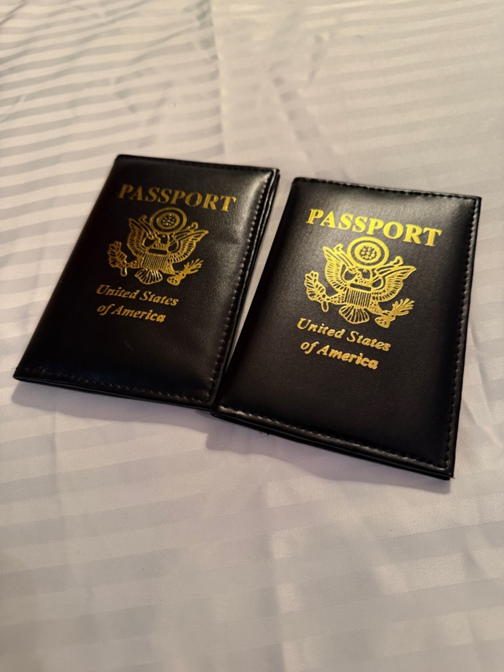 Black Passport Cover with Gold Emblem - Travel Card & Key Holder